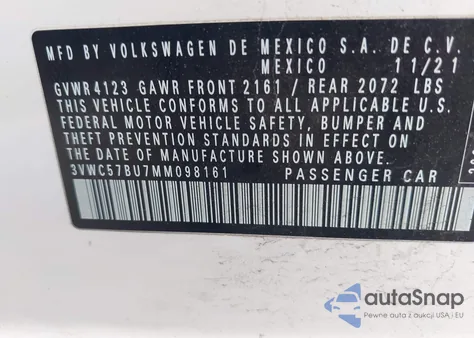 2021 Volkswagen Jetta 1.4T R-Line/1.4T S/1.4T Se из США, поврежденный, VIN 3VWC57BU7MM098161